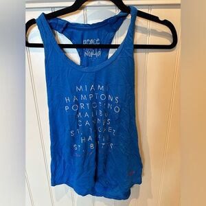 PEACE LOVE WORLD Ladies Woman’s Size Extra Small Blue Racerback Tank Top